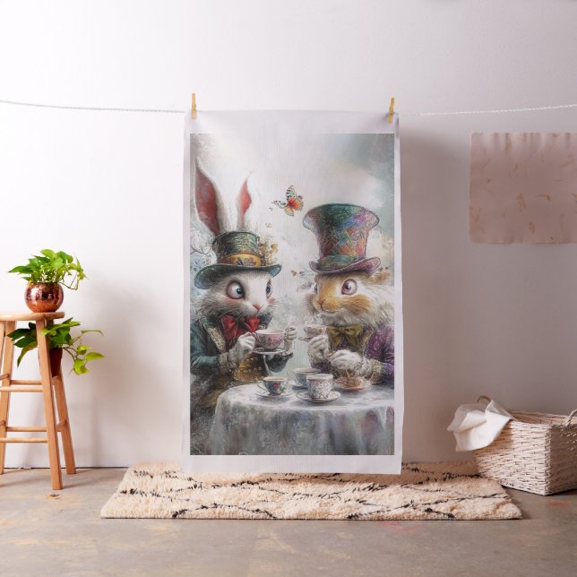 Tela Decoupage Whimsical Rabbits en Alice Wonderland (In Situ)