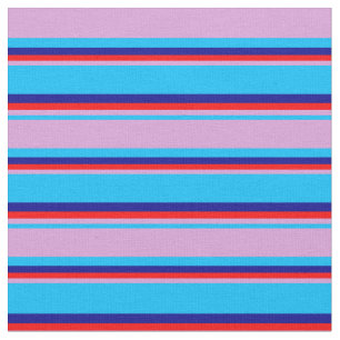 Tela Deep Sky Blue, Plum, Red y Dark Blue Stripes