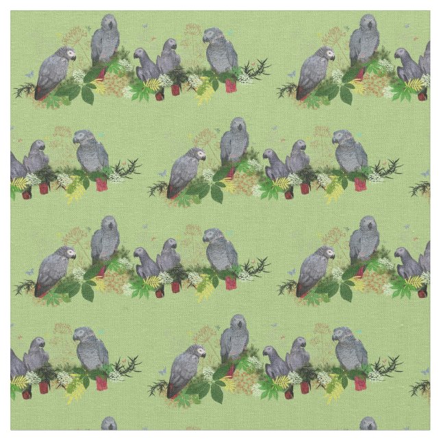 Tela del fiesta del loro del gris africano (verde) (De cerca)