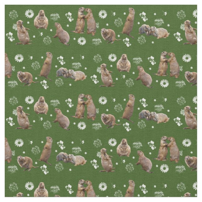 Tela del fiesta del perro de las praderas (verde (De cerca)