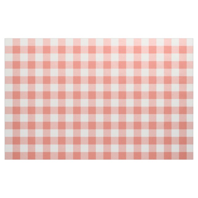 Tela del patrón de Gingham de Coral (Yarda)