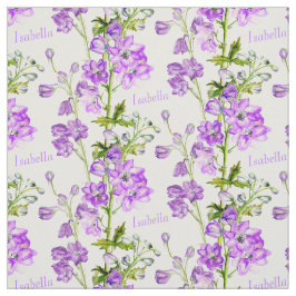 Tela Delfino arte botánico tejido de nombre blanco púrp