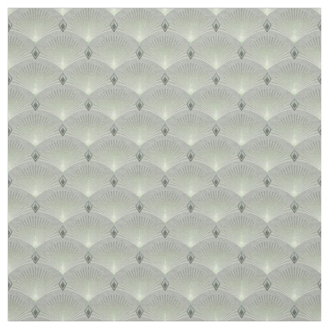 Tela Delicada, verde y gris, art deco. (Retal)