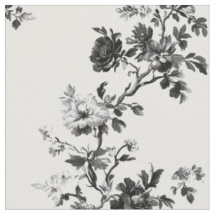 Tela Delicado patrón de toile floral negro