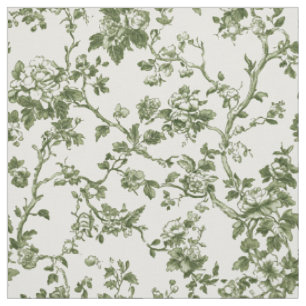 Tela Delicado Toile Floral Verde