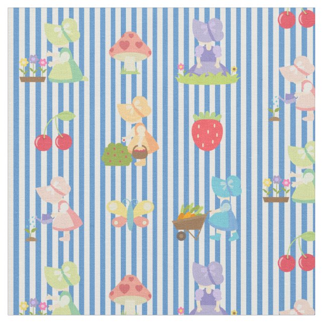 Tela Demanda de Sunbonnet sobre Tejido Azul/Blanco Past (De cerca)