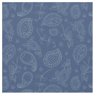 Tela Denim Blue Indian Boho Paisley Print