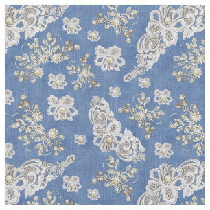Tela Denim Textured Lace and Pearls