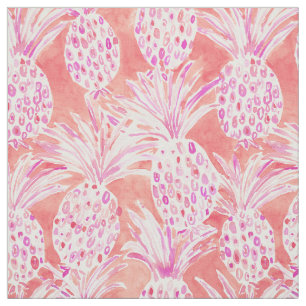 Tela DESARROLLADAS piñas tropicales rosadas de la