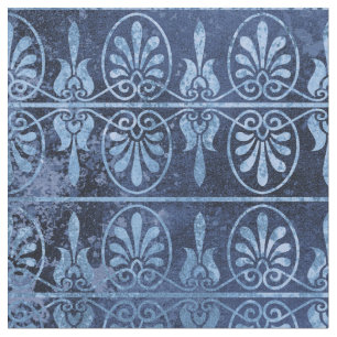 Tela Desplazamientos y fans del Art Deco en azul