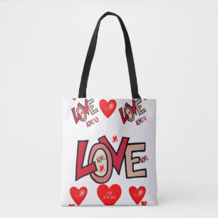 Tela día de San Valentín de bolso de algodón corazón