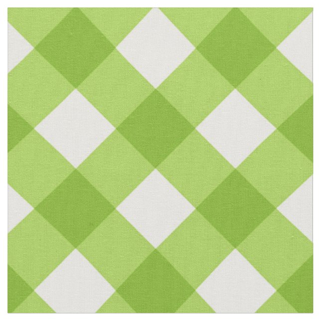 Tela Diagonal White/Green Gingham Pattern (De cerca)