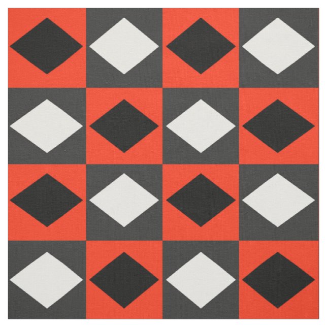 Tela Diamante de rhombus blanco rojo (Retal)