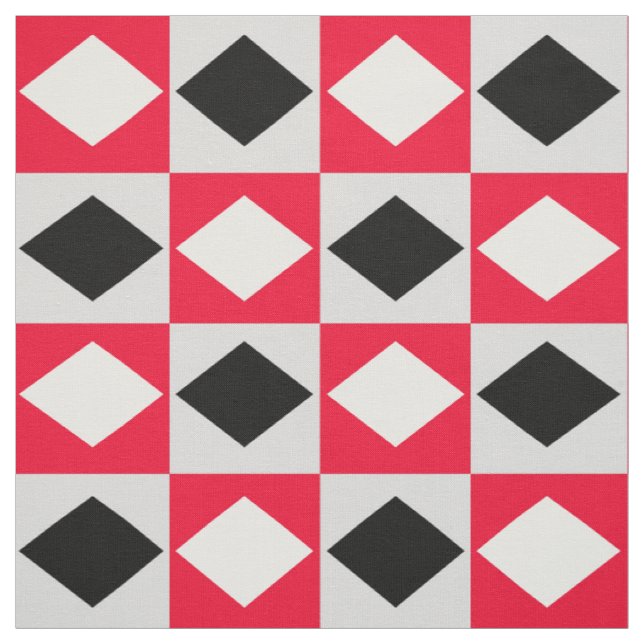 Tela Diamante de rhombus blanco rojo (Retal)