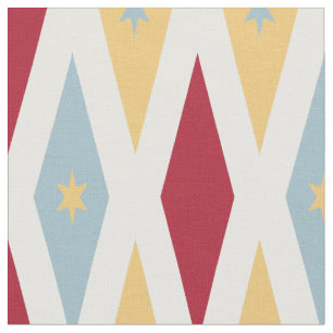 Tela Diamantes amarillos rojos y estrellas de mediados 