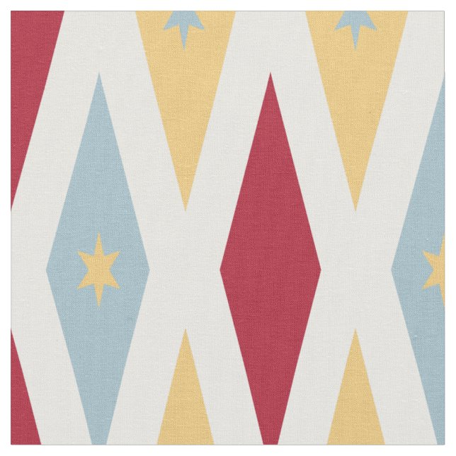 Tela Diamantes amarillos rojos y estrellas de mediados  (De cerca)