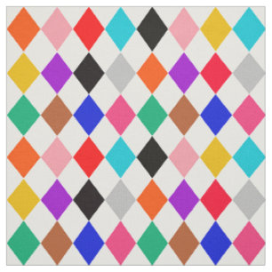 Tela Diamantes Arlequín Multicolor Blanco