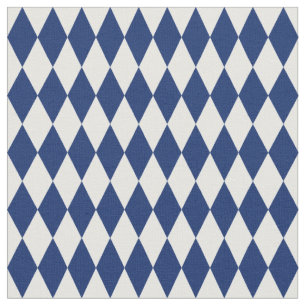 Tela Diamantes de Arlequín Blanco y Azul Marino
