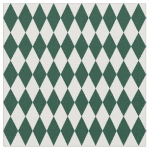 Tela Diamantes de Arlequín Blanco y Verde Oscuro