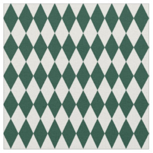 Tela Diamantes de Arlequín Marfil y Verde Oscuro