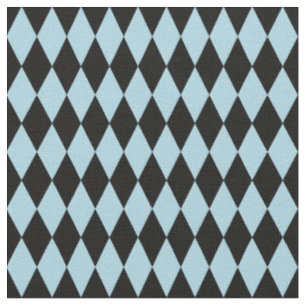 Tela Diamantes de Arlequín Negro y Azul Cielo