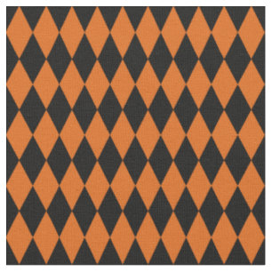 Tela Diamantes de Arlequín negro y naranja oscuro