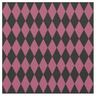 Tela Diamantes de Arlequín Negro y Rosa Oscuro