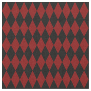 Tela Diamantes de Arlequín negros y rojo oscuro
