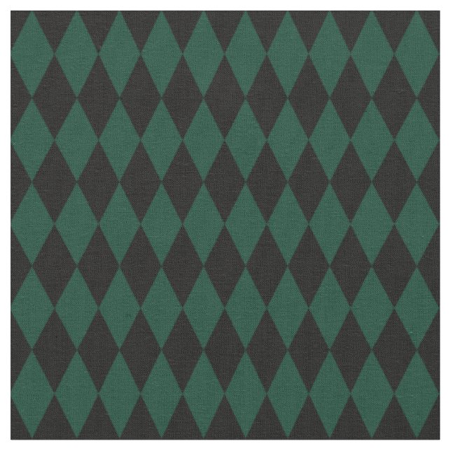 Tela Diamantes de Arlequín negros y verde oscuro (De cerca)