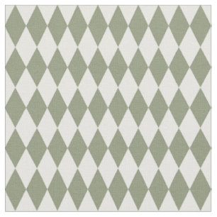 Tela Diamantes de Harlequín blancos y verde oliva
