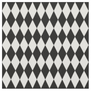Tela Diamantes de Harlequín negros y blanco crema