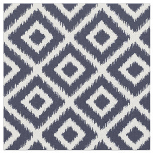 Tela Diamantes de Ikat Azul de la Marina