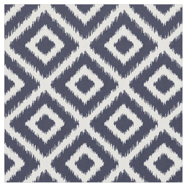 Tela Diamantes de Ikat Azul de la Marina (De cerca)