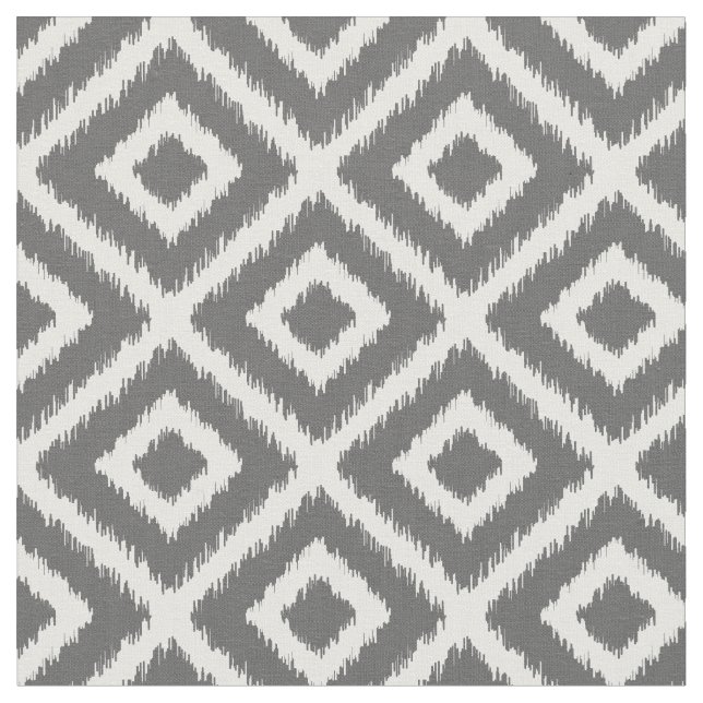 Tela Diamantes de ikat gris de carbón vegetal (De cerca)