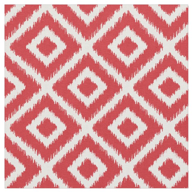 Tela Diamantes de Ikat Rojo (De cerca)