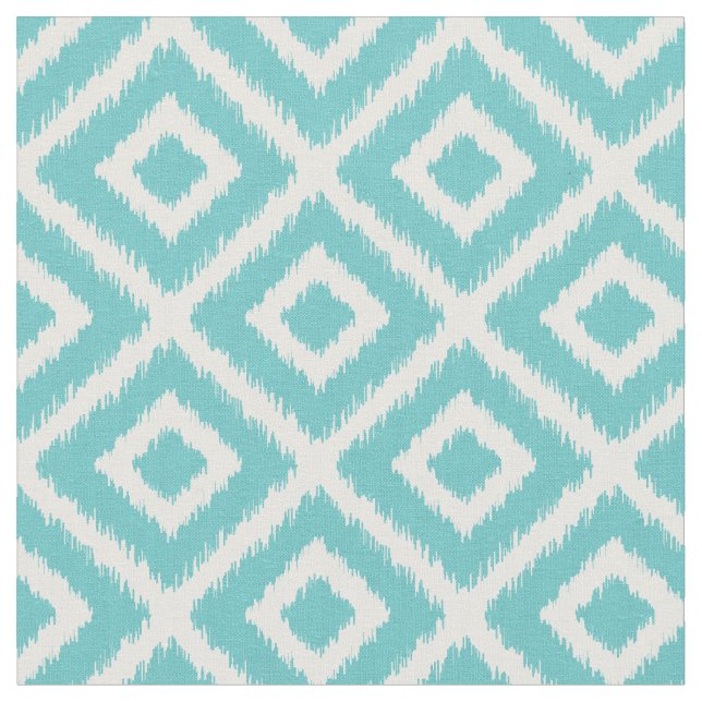 Tela Diamantes de Ikat turquesa (De cerca)