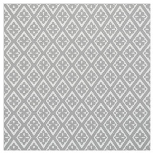 Tela Diamantes medievales: gris plateado y blanco