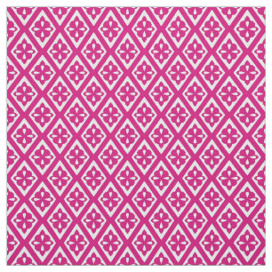 Tela Diamantes medievales - rosa fucsia y blanco