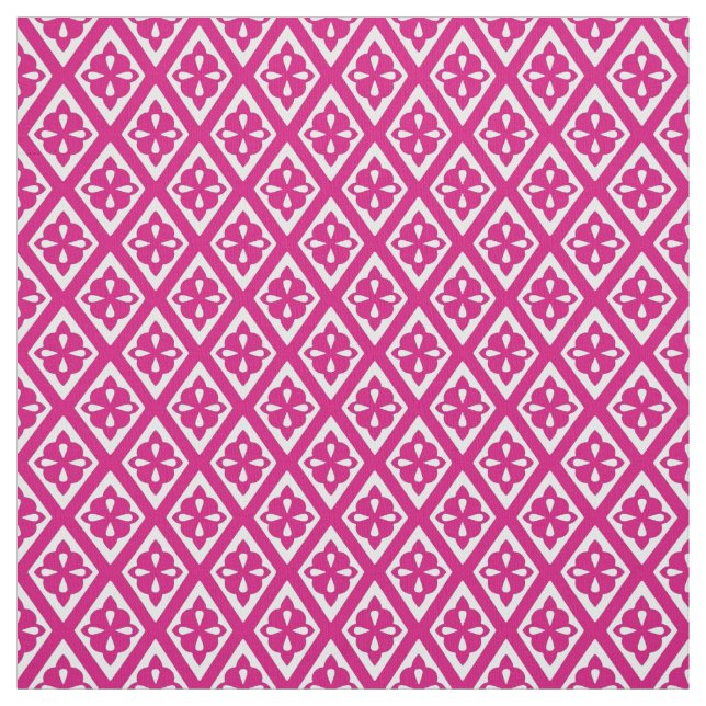 Tela Diamantes medievales - rosa fucsia y blanco (Retal)