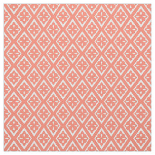 Tela Diamantes medievales - rosado coralino y blanco
