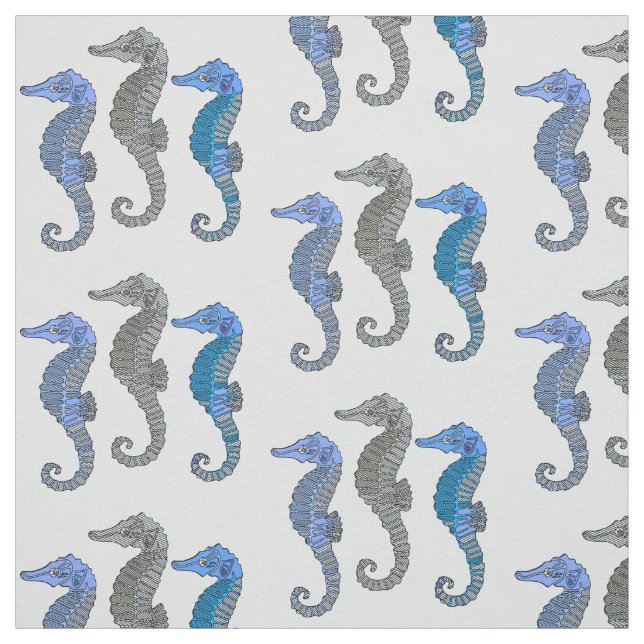 Tela Dibujo de caballitos de mar (Retal)