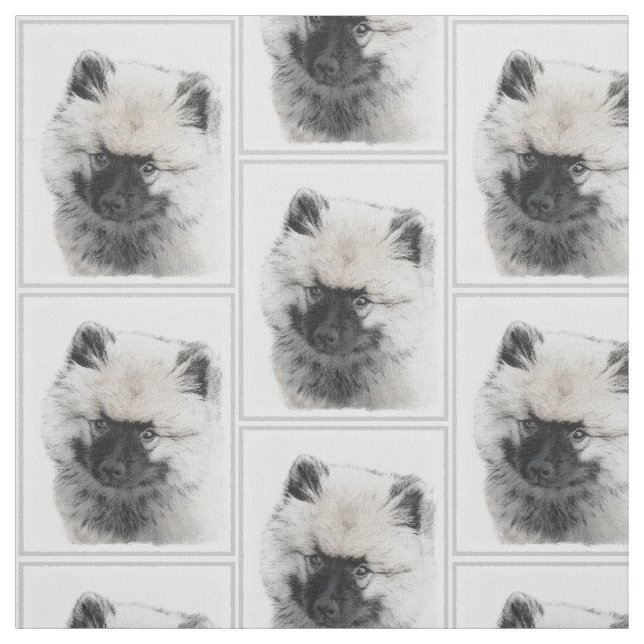 Tela Dibujo de cachorro Keeshond - Arte de perro origin (Retal)