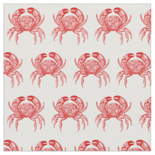Tela Dibujo de cangrejo rojo vintage #1