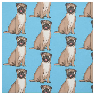 Tela Dibujo de caricatura de perro pug feliz divertido