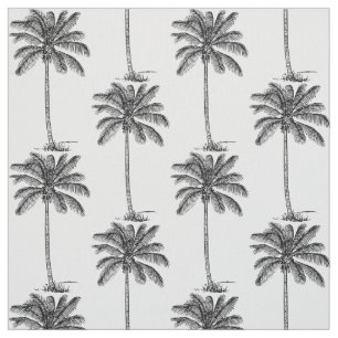 Tela Dibujo de estilo de línea de palmeras de coco