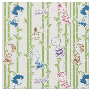 Tela Dibujo de la pandilla de Peanuts en bambú
