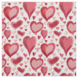 Tela Dibujo de patrones de corazón rojo y rosa