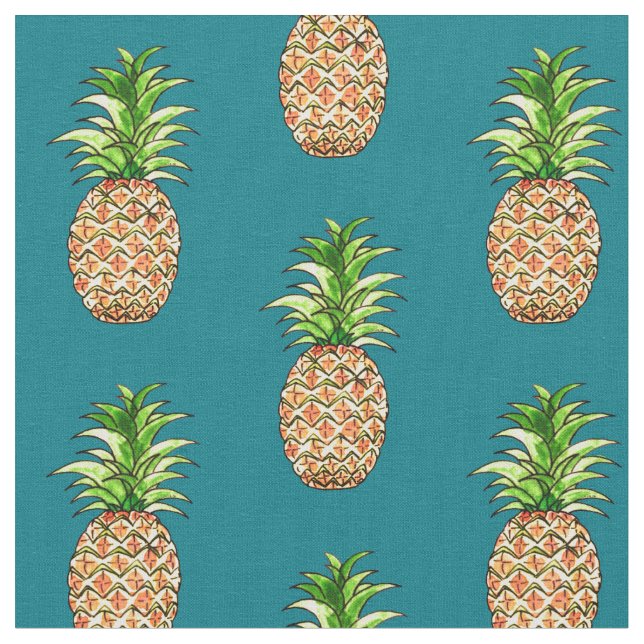 Tela dibujo de piña acuarela (De cerca)