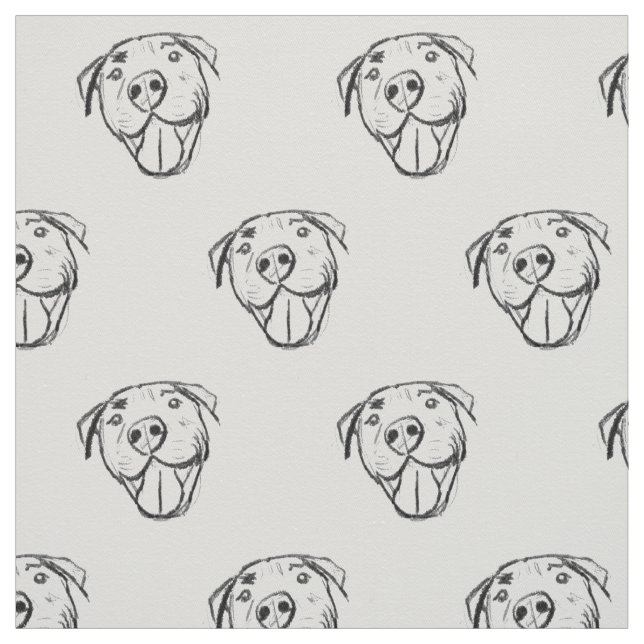 Tela dibujo de pitbull simple amantes de perros blanco  (Retal)