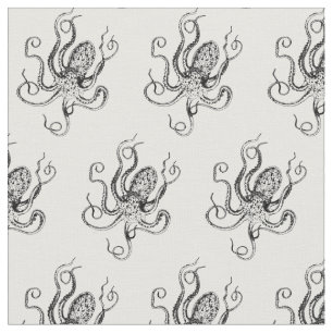 Tela Dibujo de pulpo estilizado de vintage #1